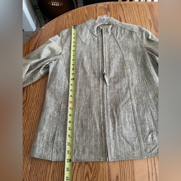 Chico’s 100% Metallic LeatherJacket Full Zip Disco Party Size 1 - Picture 9 of 10